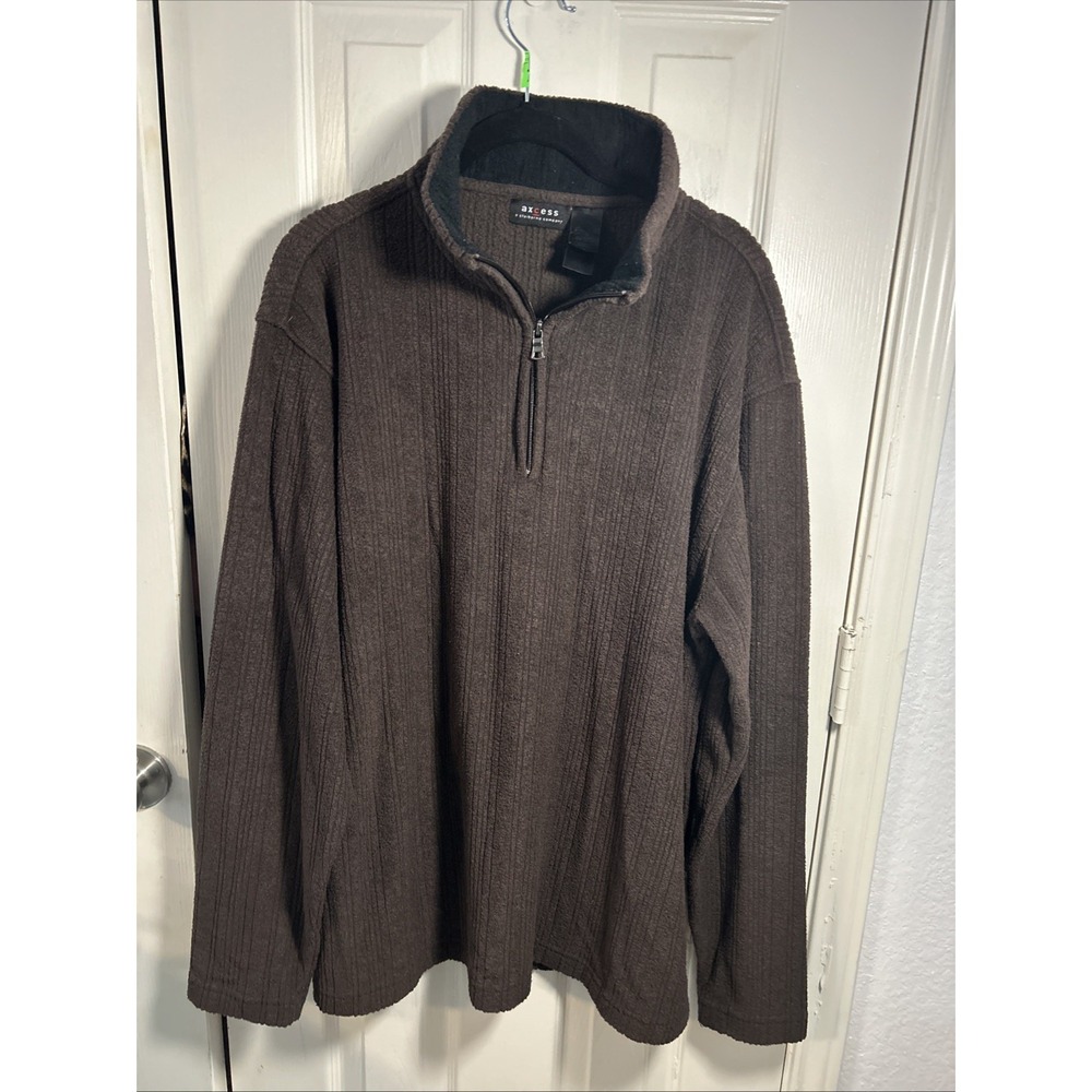 Axcess 1/4 Zip Fleece Sweater Mens Size XL‎ Brown Ribbed Sweatshirt